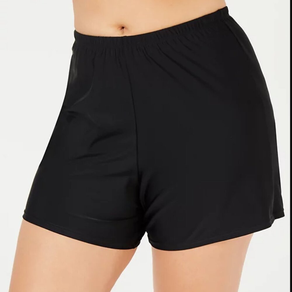 Island Escape Plus Size Swim Shorts Black NWT Sz 18W